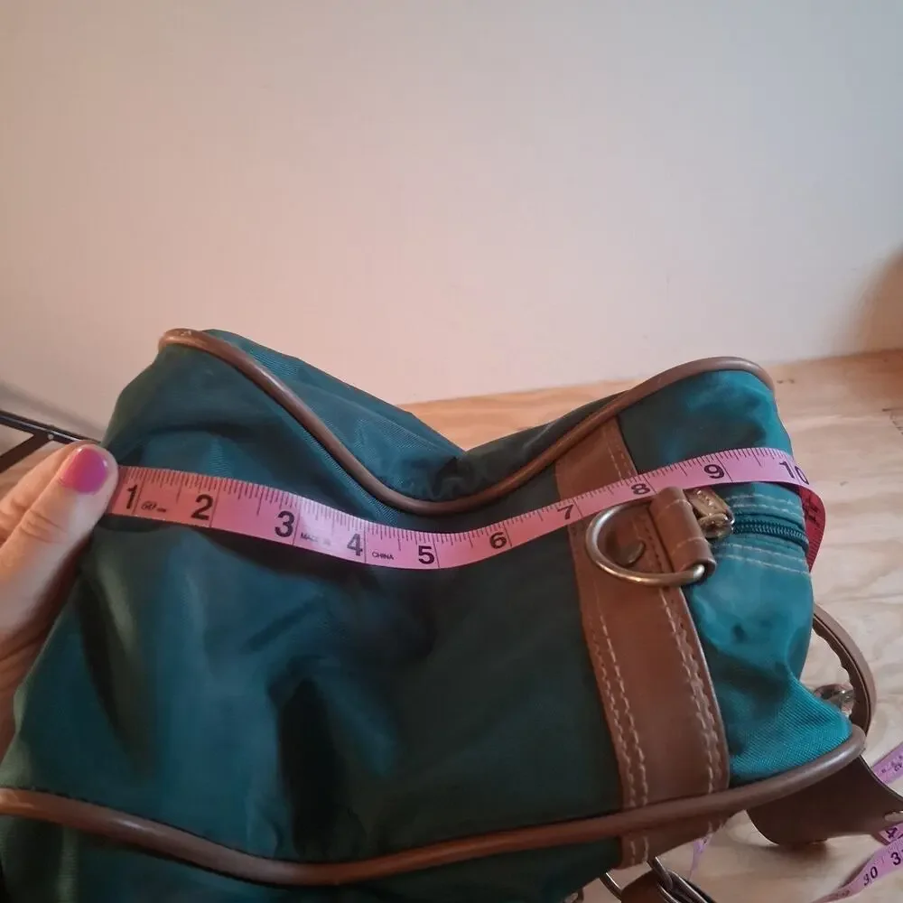 Vintage Jaguar Canvas Leather Duffle Bag Green Medium Large 90s Travel Luggage